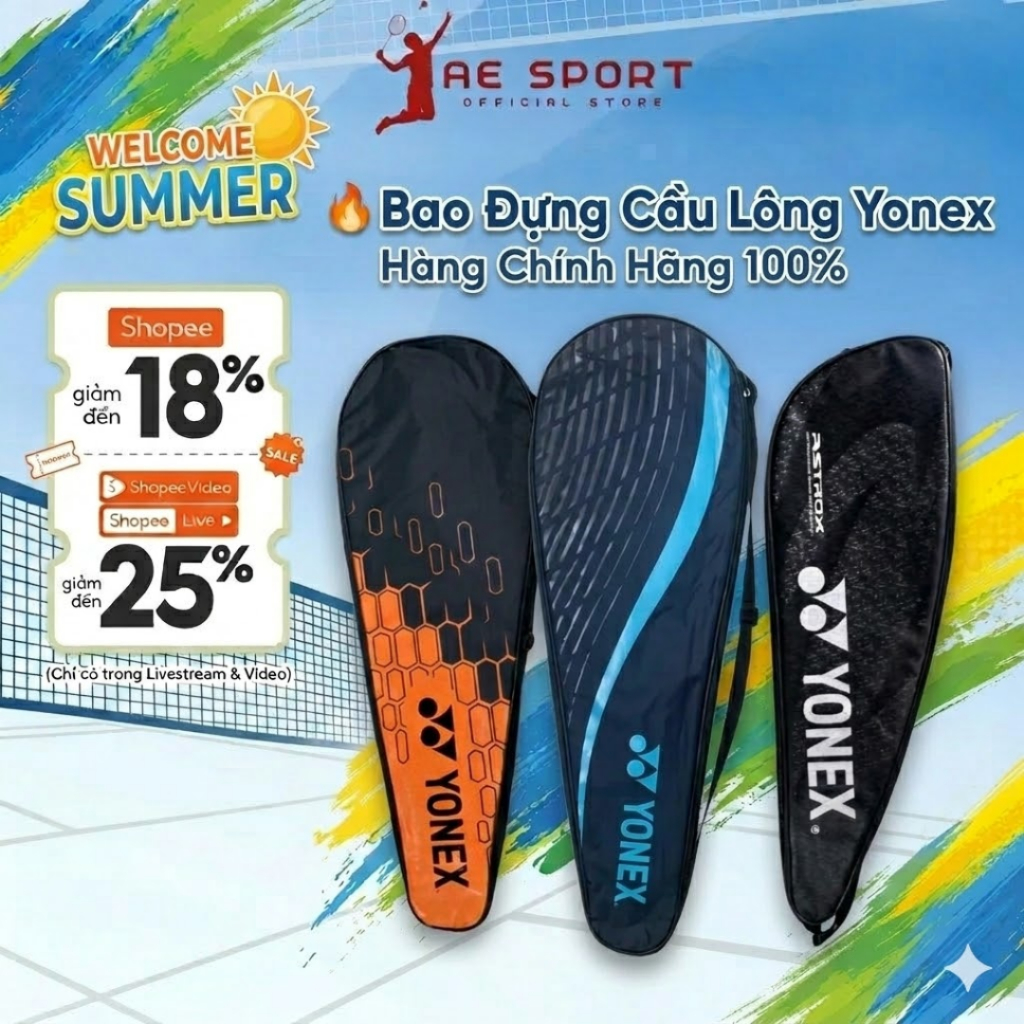 Bao Đựng Cầu Lông Yonex Chính Hãng Có Chống Sốc Bảo Vệ Vợt Đựng Tối Đa 2 Vợt