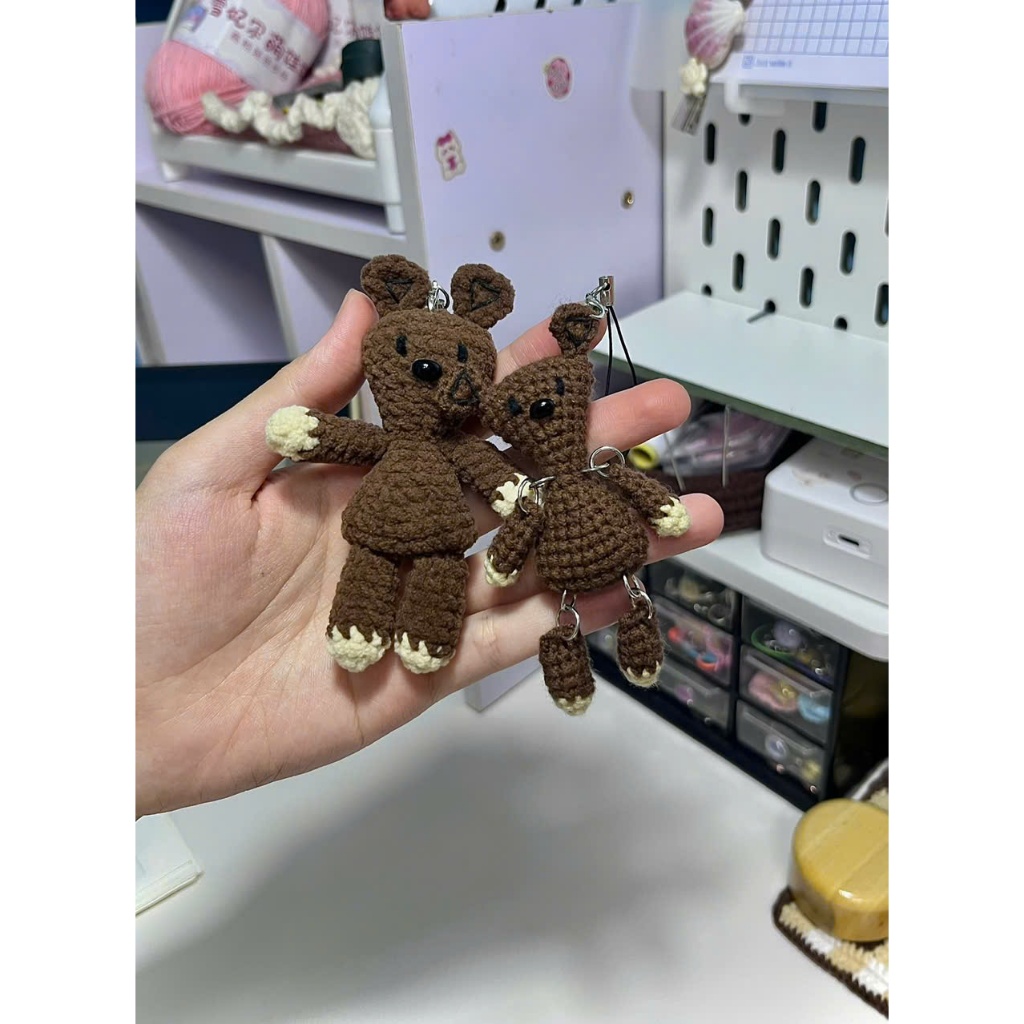 [Sẵn - Ảnh thật] Móc khóa len Mr Bean Teddy Bear |Gấu Teddy của Mr Bean