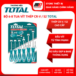 Bộ 6-8 tua vít total tht250606 / tht250608 / tksds0626 / tksds0826 – thép cr-v / s2 từ tính mạnh chuyên dụng