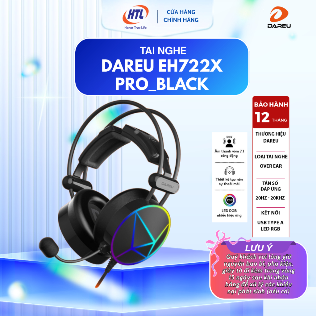 Tai nghe DAREU EH722X PRO_BLACK (HÀNG CHÍNH HÃNG)
