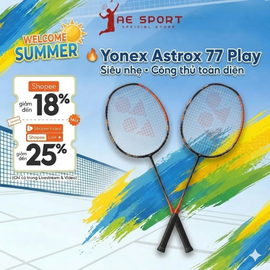 Yonex Astrox 77 Play | Vợt Đẹp, Bền, Có Phiếu Bảo Hành Của Hãng