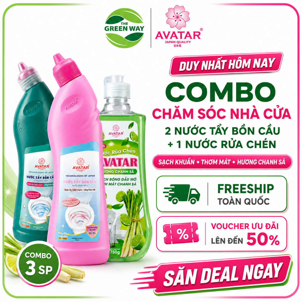 Nước Tẩy Bồn Cầu AVATAR 2 Phiên Bản 550ml, Sạch Mạnh Khử Mùi Sáng Bóng, Dung Dịch Vệ Sinh Toilet
