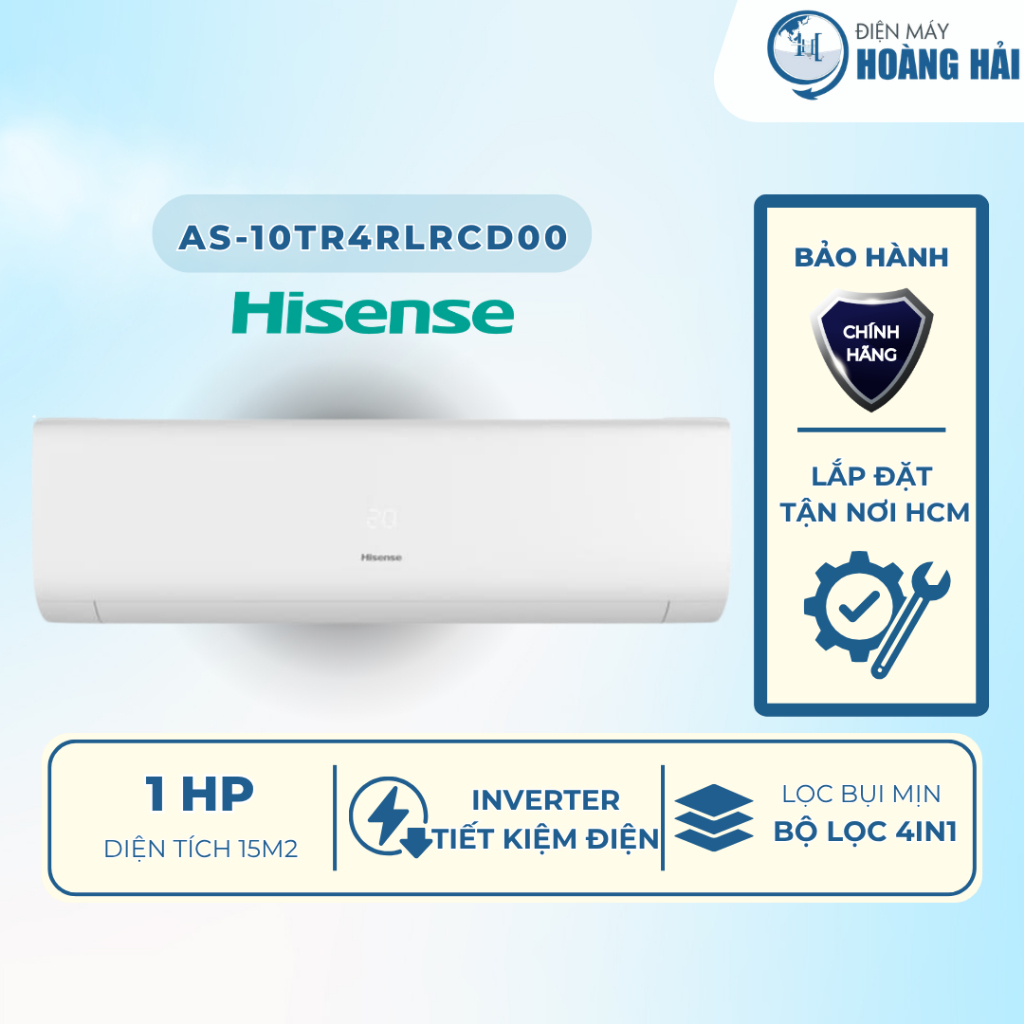 [Chỉ Giá Máy] AS-10TR4RLRCD00 | Máy lạnh Hisense inverter 1HP AS-10TR4RLRCD00 - Hàng Chính Hãng