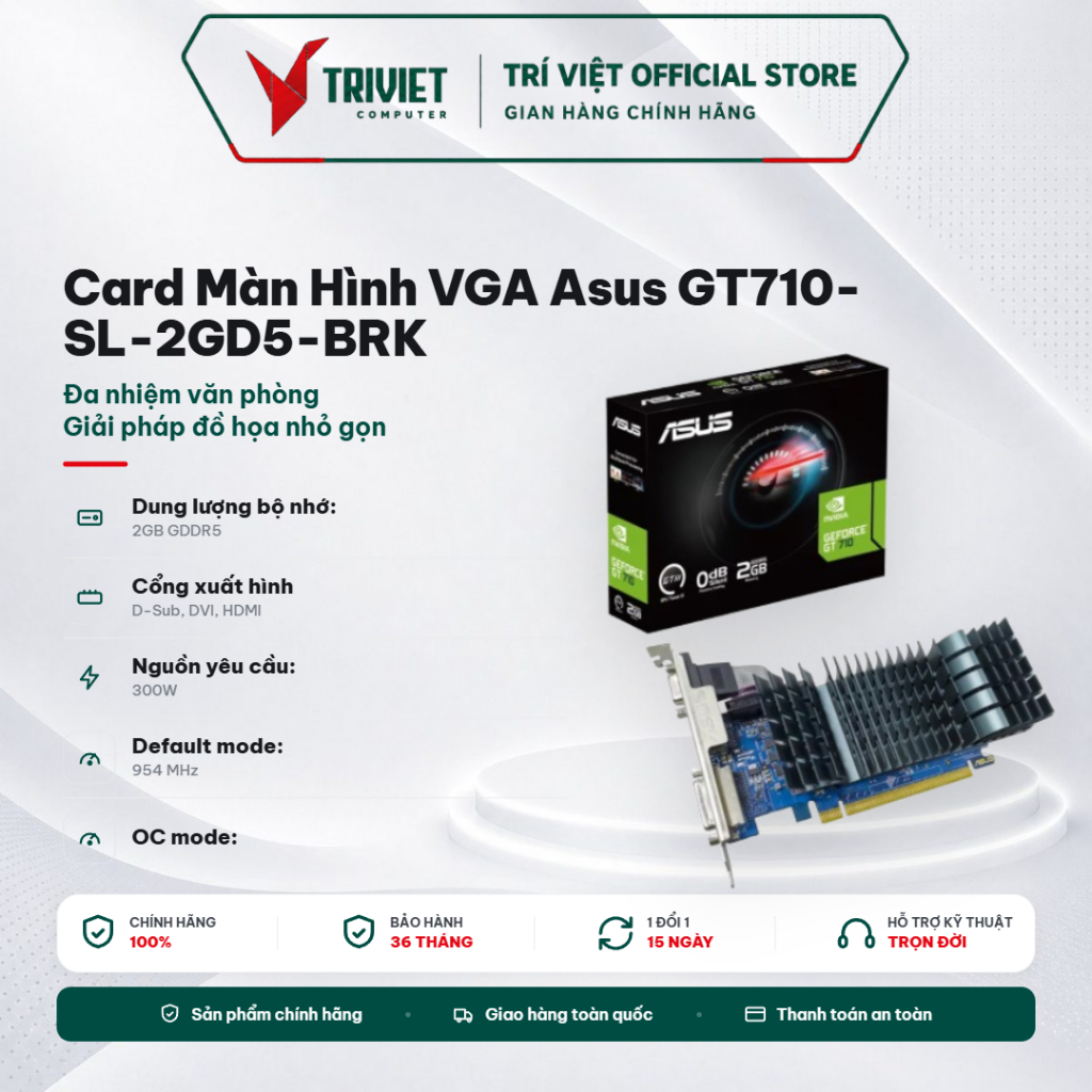 Card Màn Hình VGA Asus GT710-SL-2GD5-BRK (GeForce GT 710 2GB GDDR5) - VGA Văn Phòng, Xem Phim, Đồ Họ