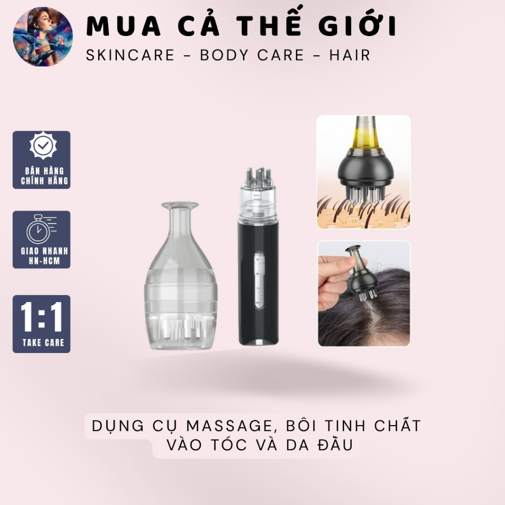 Dụng cụ massage, bôi tinh chất vào tóc và da đầu