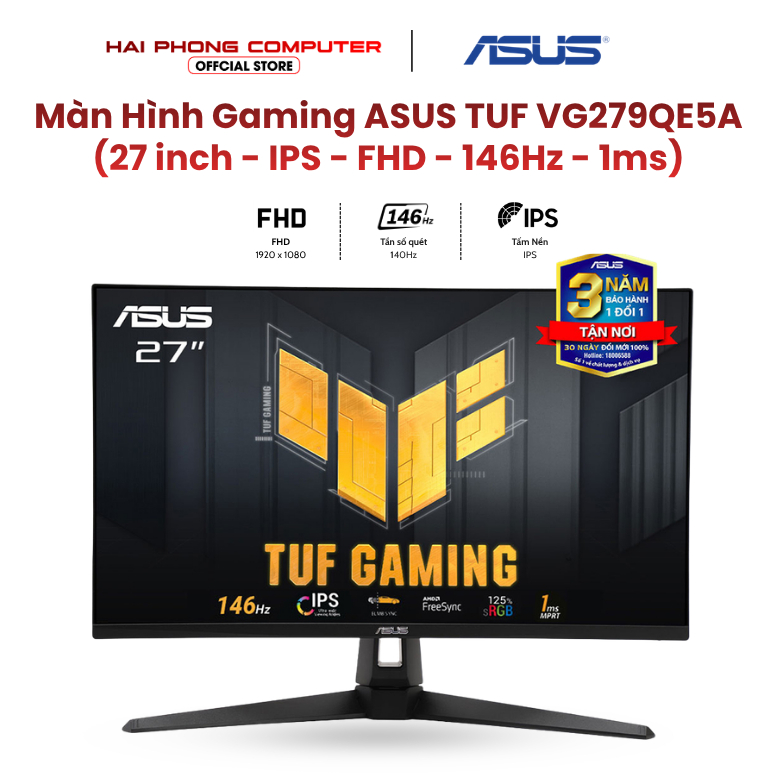 MÀN HÌNH LCD GAMING ASUS TUF GAMING VG279QE5A (27 INCH/ FHD/ IPS/ 146HZ/ 1MS/ SPEAKER) - Hàng chính 