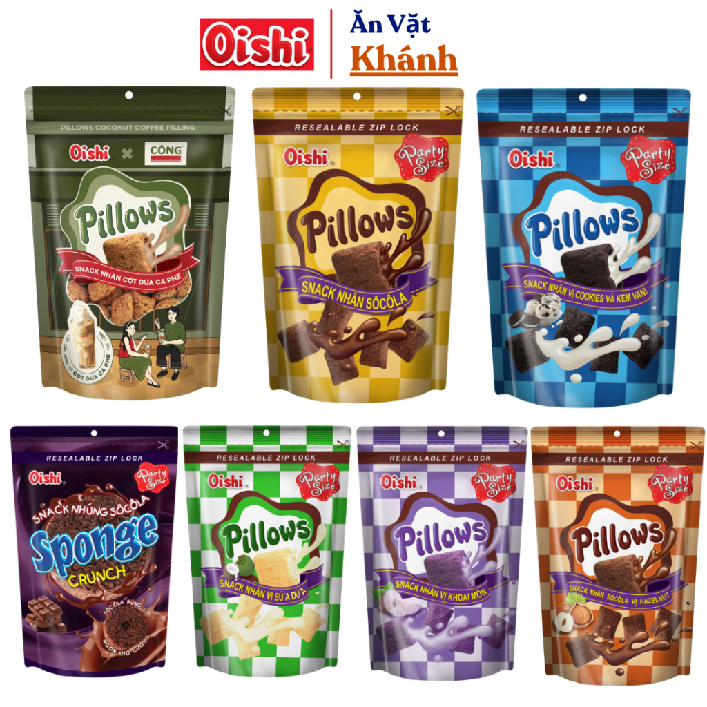 Combo Snack nhân kem OISHI Pollows đủ vị - HÀNG CHÍNH HÃNG