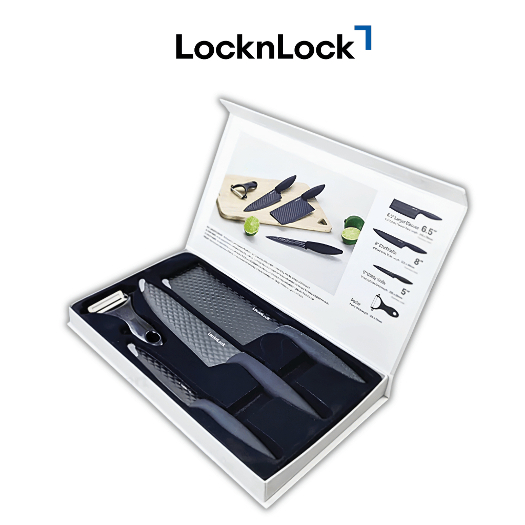 Bộ Dao Nhà Bếp 4 Món LocknLock CKK104S4 (Dao: 3 cái, dụng cụ gọt vỏ trái cây: 1 cái)