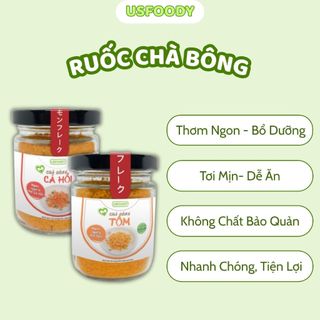 Combo 2 Vị Ruốc Chà Bông Cá Hồi ( Hủ 20g) & Chà Bông Tôm (Hủ 10g)  - Sạch Mịn Dễ Ăn Tiện Lợi - Giàu Dinh Dưỡng - USFOOD