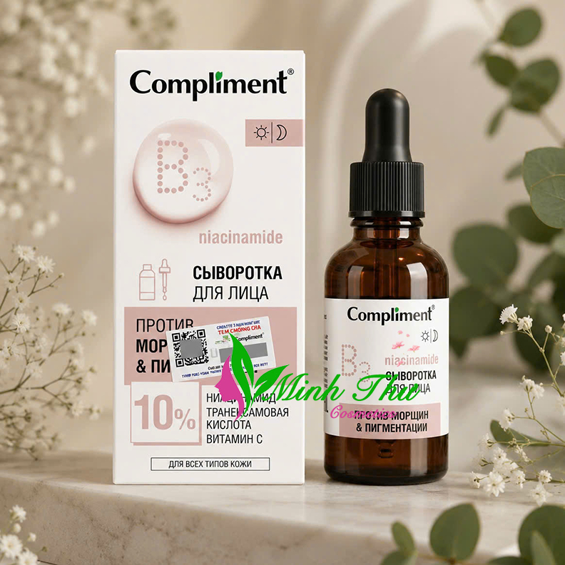 Serum Compliment B3 Niacinamide 10%, Vitamin C và Tranexamic Acid Dưỡng Trắng và Trẻ Hóa Da 27ml