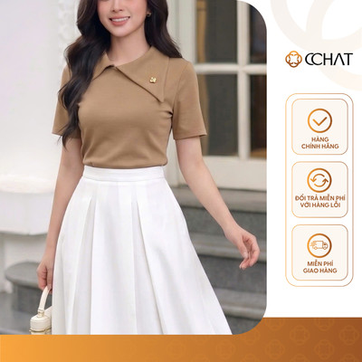 Áo Thun Nữ 𝐂𝐂𝐇𝐀𝐓 Dáng Ôm Kiểu Isol Cổ Lệch Hiện Đại Chất Liệu Mềm Mại 16TNC2056OT