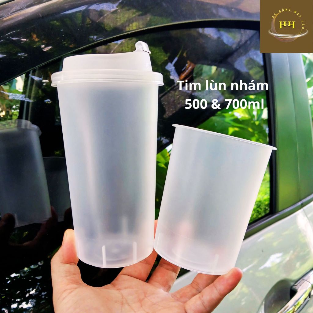 Cốc nhựa, LY NHỰA TIM LÙN 500ml 700ml - Gói 100 Cái - Nhựa Cứng Trắng Nhám - Hàng Nhập Khẩu