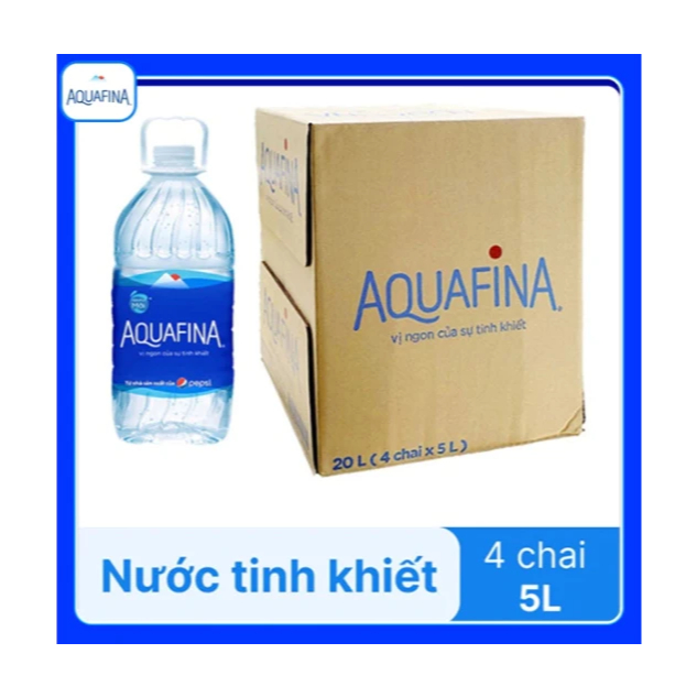 Thùng 4 Chai Nước Tinh Khiết Aquafina 5 Lít (5L) - Tiện Lợi Tiết Kiệm Cho Gia Đình, Văn Phòng