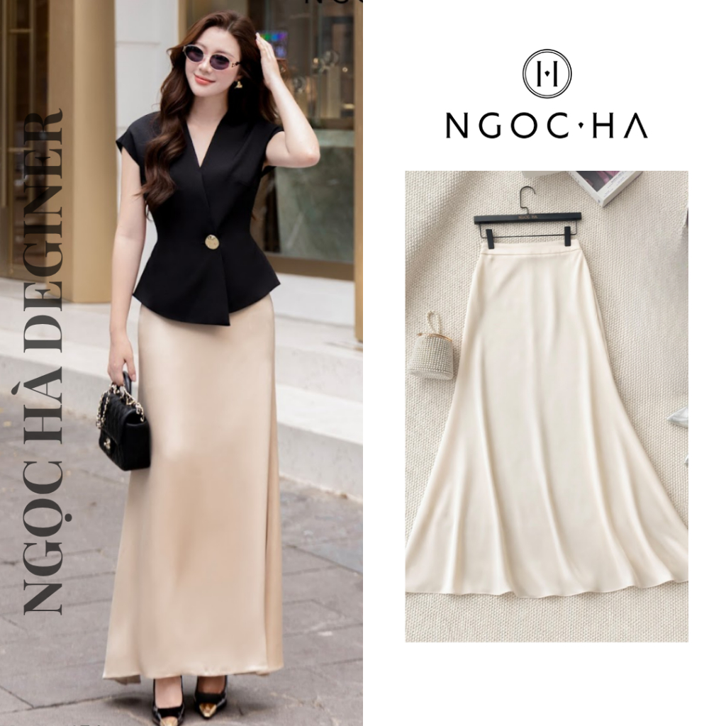 Chân Váy Nữ NGOC HA DESIGN ViKa Skirt Chất Lụa Đuôi Cá Dáng Dài Sang Chảnh Công Sở Cv134