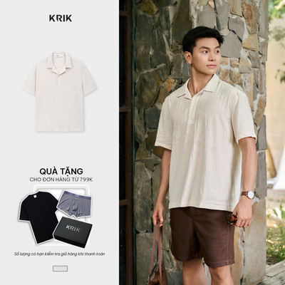 Áo Sơ Mi Nam KRIK Form Classic Chất Liệu Mềm Mại Thiết Kế Cổ V Phóng Khoáng SC3296