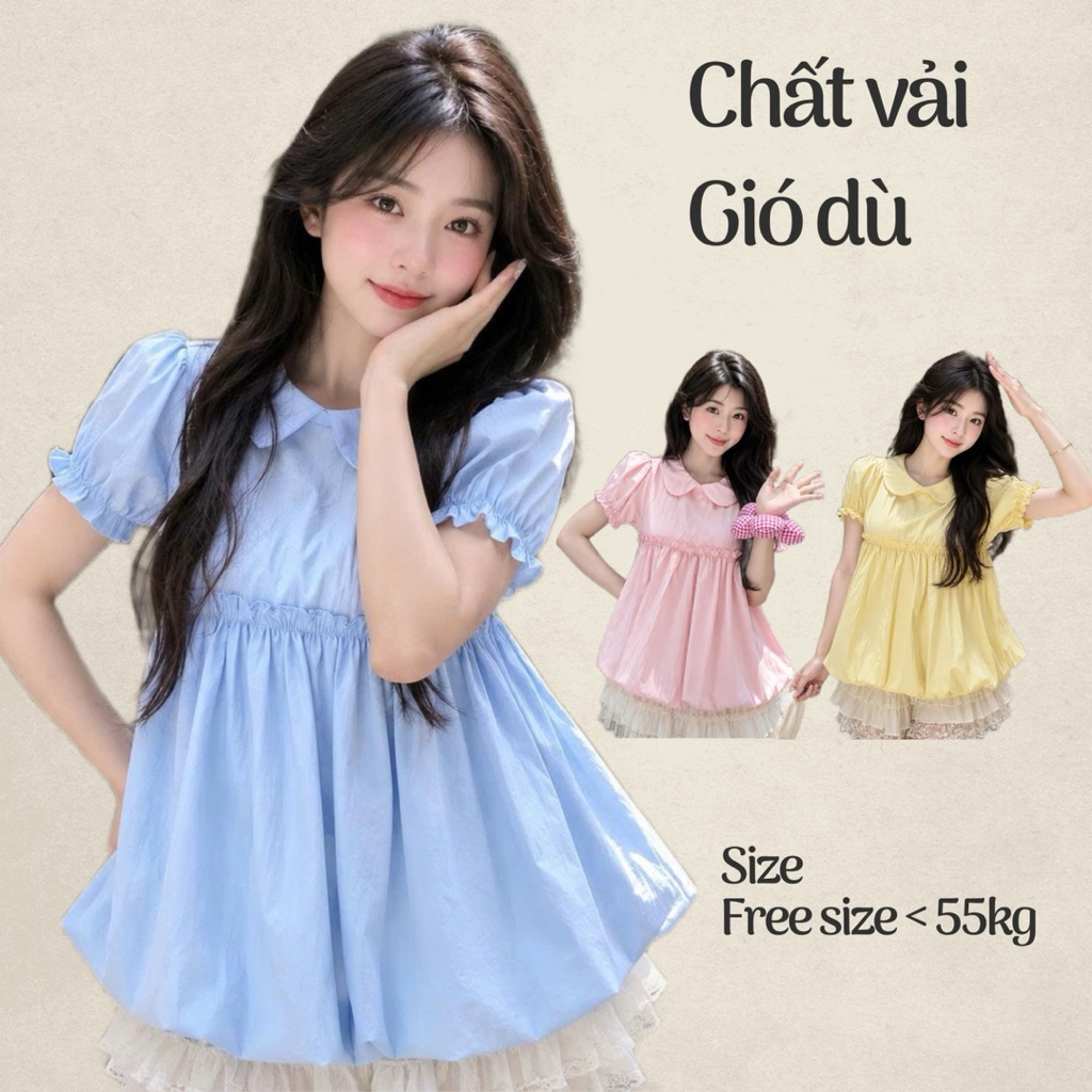 Áo kiểu babydoll nữ xinh xắn cổ bèo tay phồng dáng bí đáng yêu thời trang nữ BYN BYN BVS388