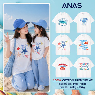 Áo Thun Đi Biển Gia Đình Unisex Cotton Mịn Mát Form Regular - Đủ Size 9kg-95kg, Áo Nhóm Du Lịch, Hỏa Tốc 4h | ANAS