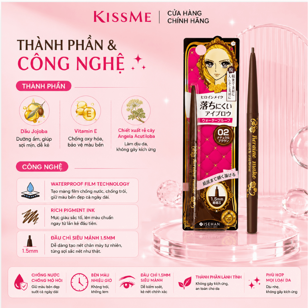 Chì kẻ chân mày Kissme Heroine Make Quick Eyebrow