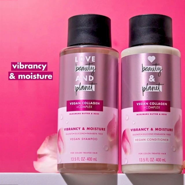 Dầu gội dưỡng ẩm collagen thuần chay Love Beauty and Planet 400ml -Vibrancy & Moisture (Mỹ)