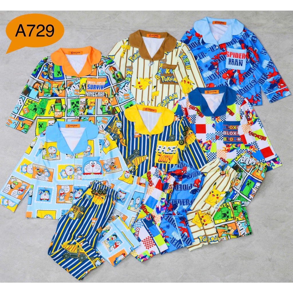 BỘ PIJAMA THUN LẠNH 3D MINECAFT / PIKACHU / DOREMON / SPIDERMAN CHO BÉ TRAI | Bigbaby Q2