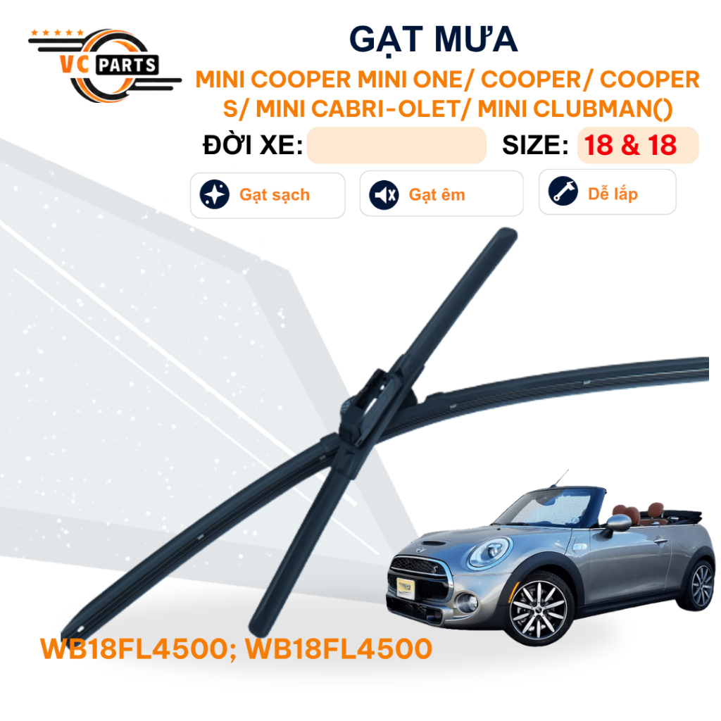 Gạt Mưa Thân Mềm Schaeffler Kích Thước 18 & 18 Cho MINI COOPER MINI ONE/ COOPER/ COOPER S