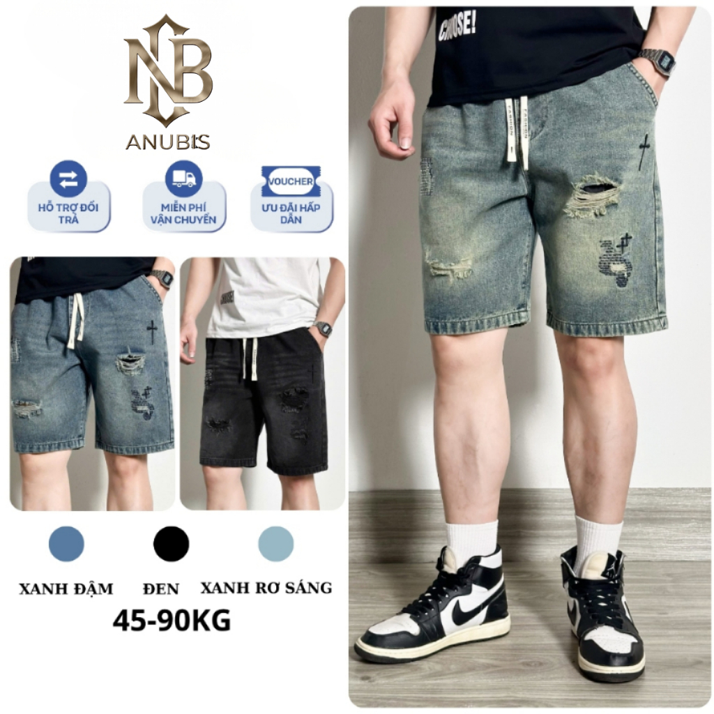 Quần Short Jean Nam ANUBIS – Quần Đùi Bò Lửng Trẻ Trung, Năng Động 3 Màu Thời Trang | MS365