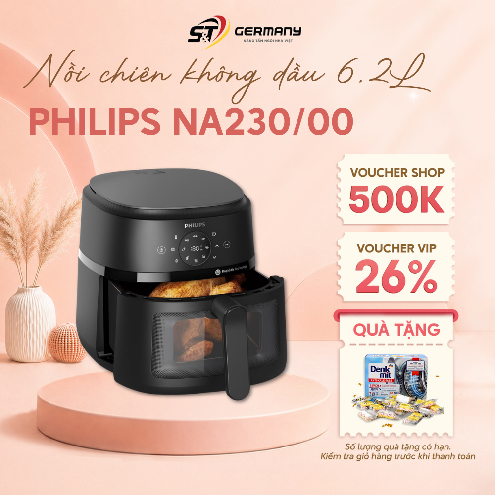 Nồi chiên không dầu Philips NA230/00 6,2L Airfryer Series 2000 Nhập Philips Việt Nam GermanySNT 2200