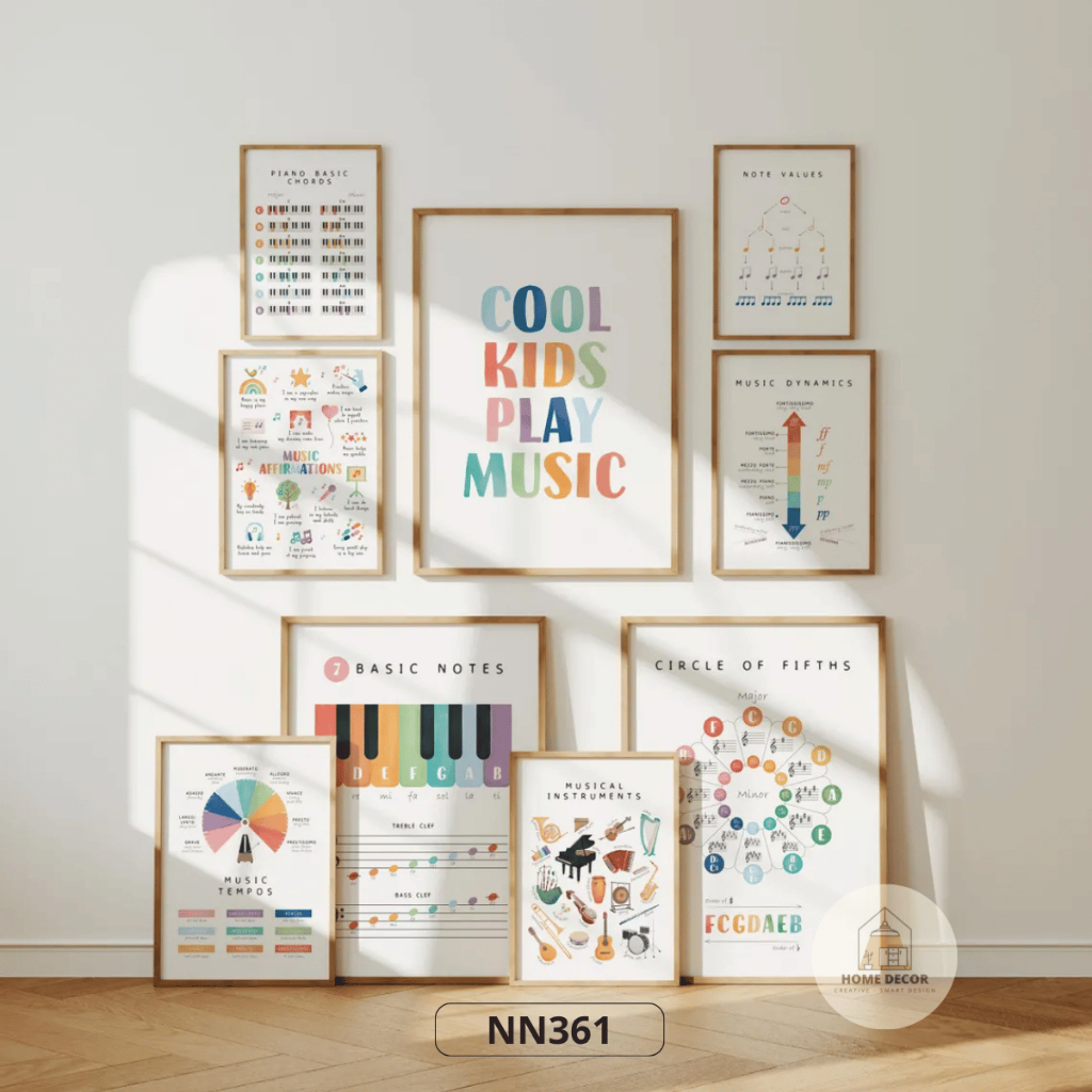 Tranh Canvas Decor Lớp Học Nhạc,Thanh Nhạc NN361 - Tranh Treo Tường Piano Chords Music Notes Giáo Dụ