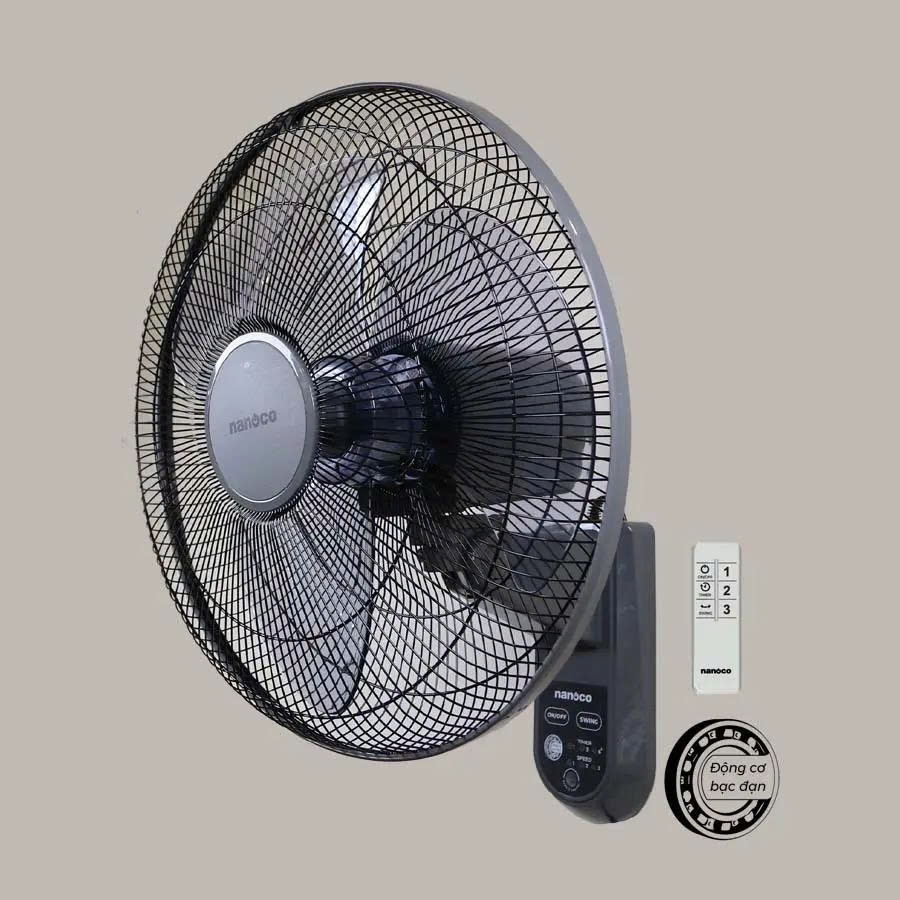 "Quạt treo nanoco, bạc đạn, 47W, NWF1615RC-GR ( Ghi ) / NWF1615RC-LG (Xám Nhạt) Có Remote