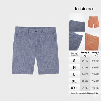 Quần Short Âu Nam Insidemen Regular Fit bền màu, mát mẻ, co giãn ISO115AS0