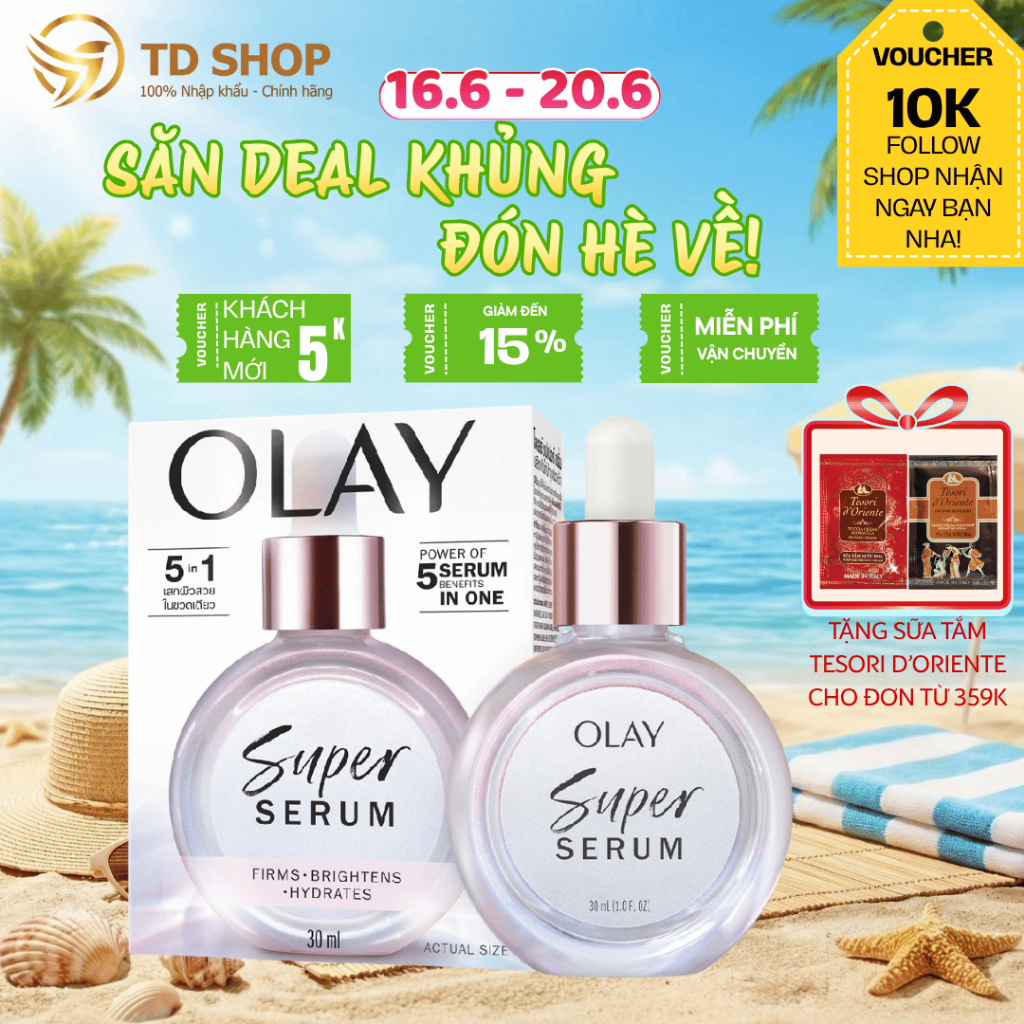 Tinh chất dưỡng Serum dưỡng 5in1 sáng da mờ thâm hiệu quả OLAY Super Serum 5in1 30ml - TD Shop