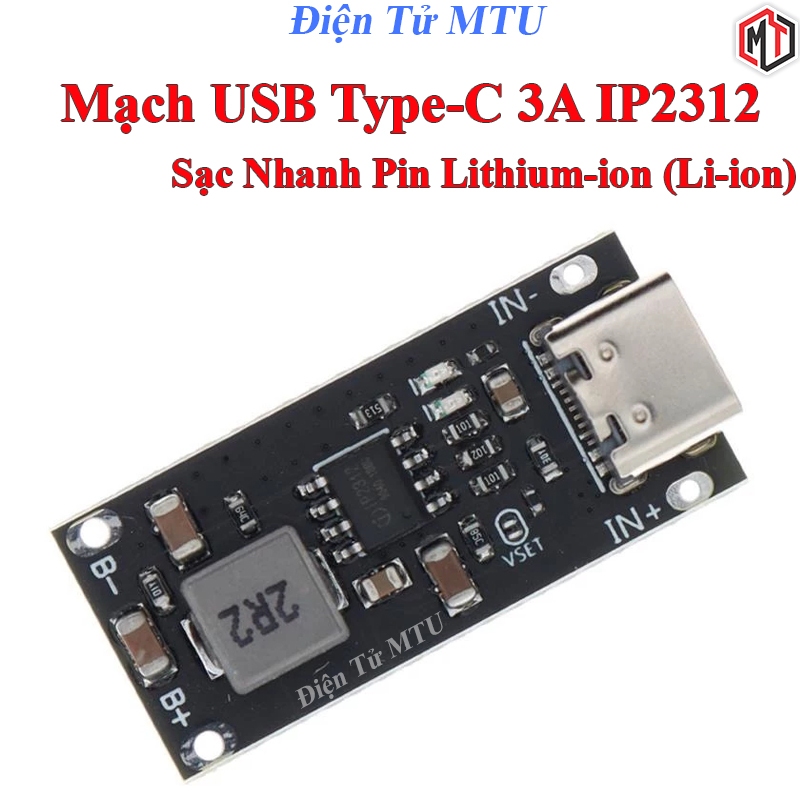 Mạch USB Type-C 3A IP2312 Sạc Nhanh Pin Lithium-ion (Li-ion)