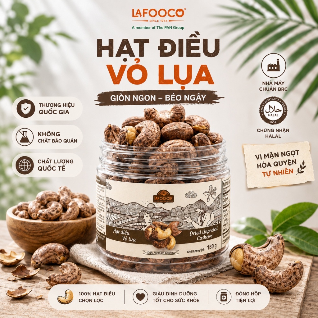 Hạt Điều Vỏ Lụa 180g LAFOOCO Dried Unpeel Cashew Nuts