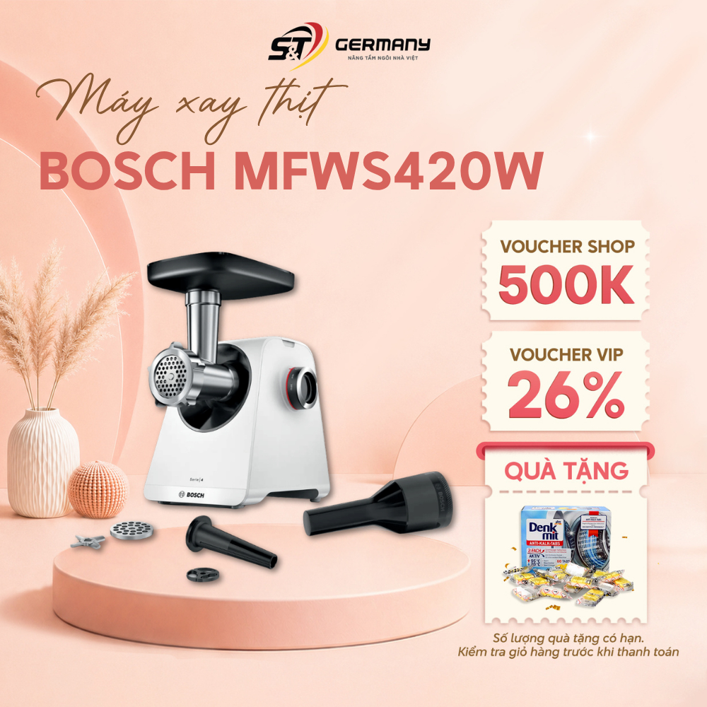 HCM Máy xay thịt BOSCH MFWS420W hàng nhập khẩu Máy xay nhuyễn thịt có nhồi xúc xích cao cấp GermanyS