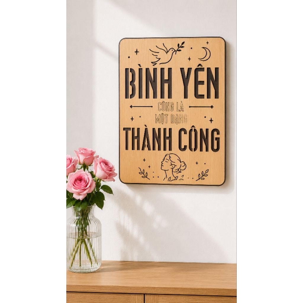 Tranh gỗ truyền cảm hứng chữa lành | decor phòng ngủ nữ bảng gỗ treo tường