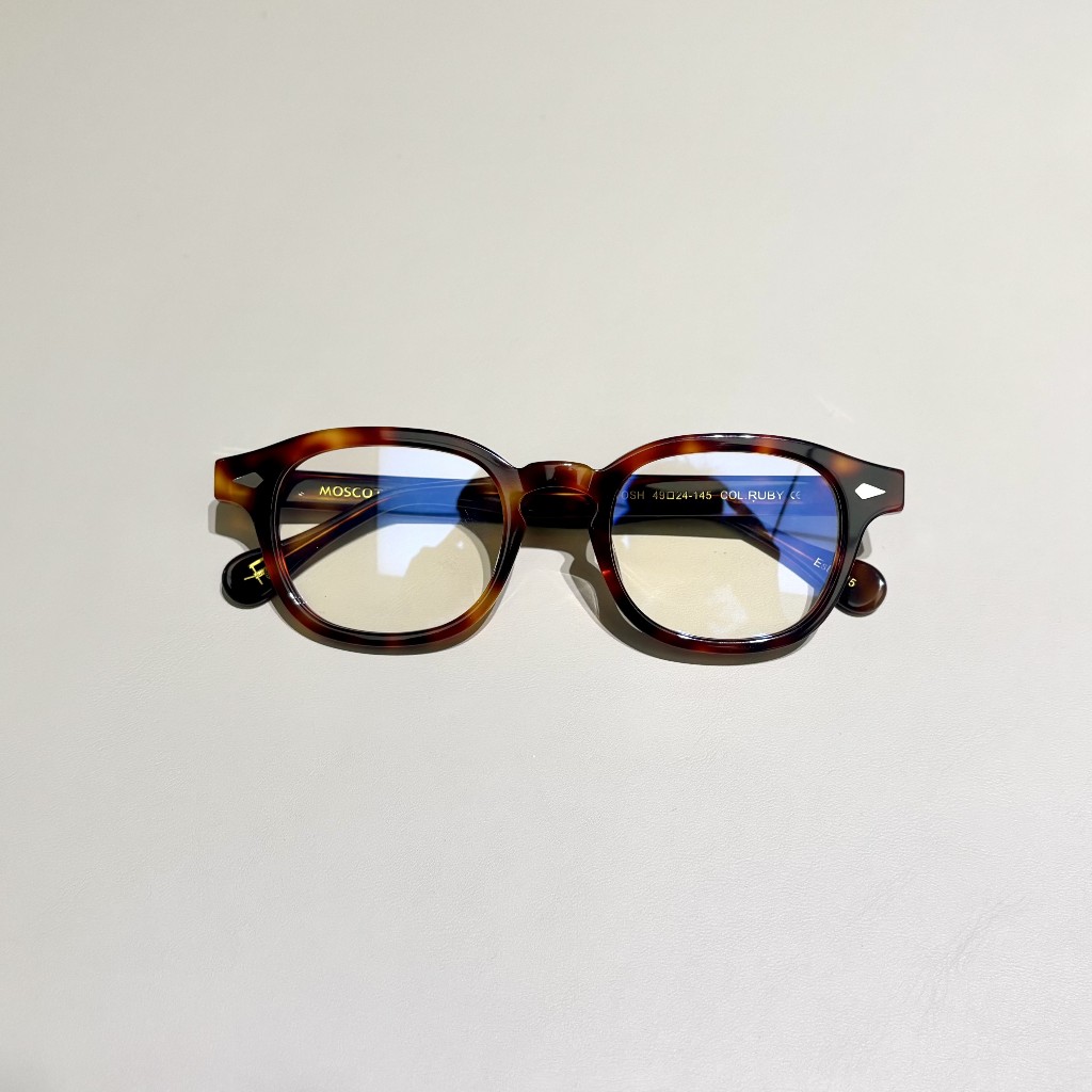 Gọng kính Moscot Lemtosh 49 Col.Ruby dáng soft square chữ khắc - acetate - size 49-24-15 - Fusuma