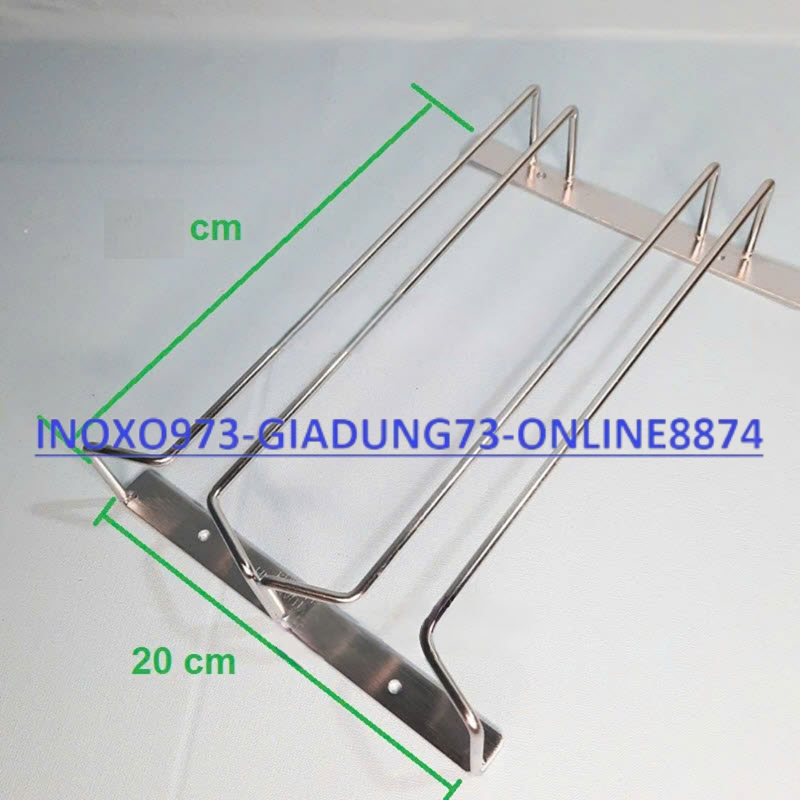 Treo ly quầy bar 2 hàng ly - Giá treo ly rượu vang - Kệ treo ly ngược Inox 304