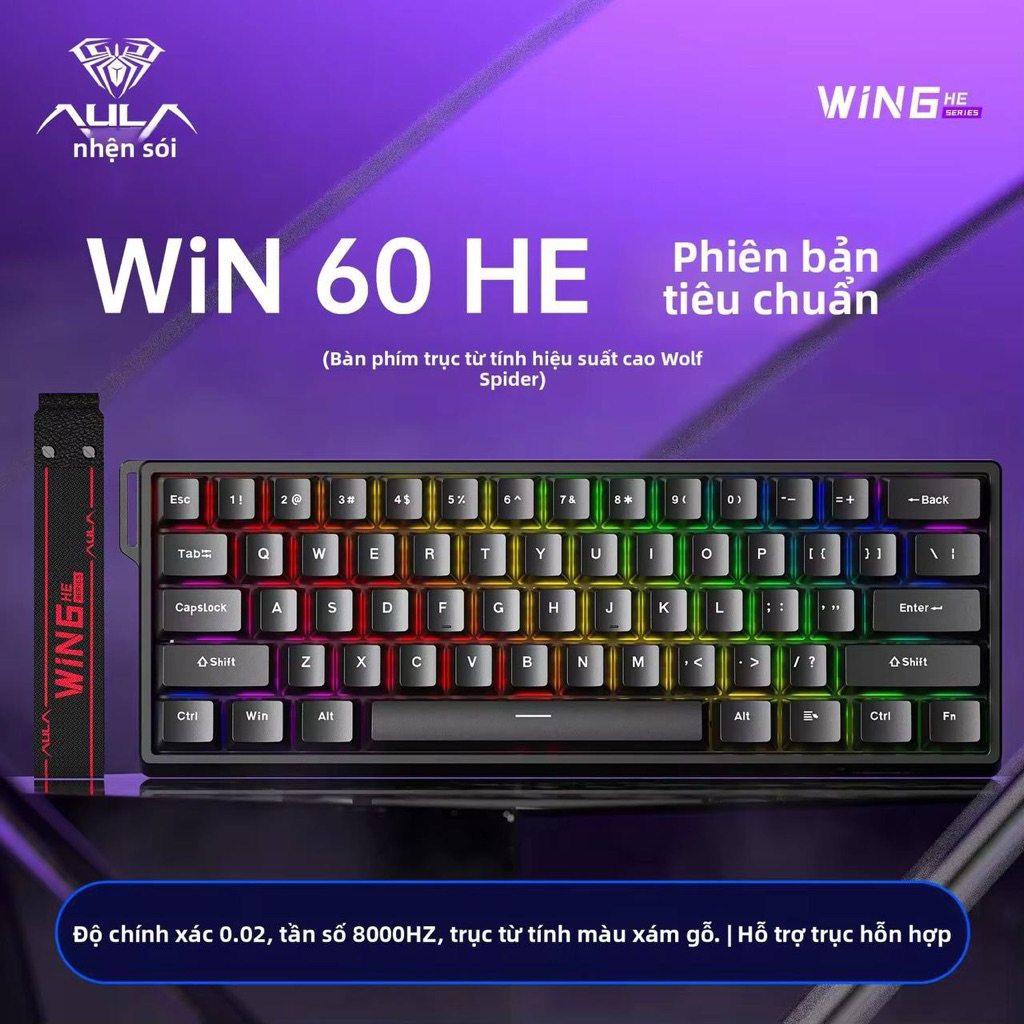 Bàn Phím Cơ Magnetic AULA Win60 HE  - Tần Số Phản Hồi 8KHz - Rapid Trigger 0.01mm - Chuyên Game FPS