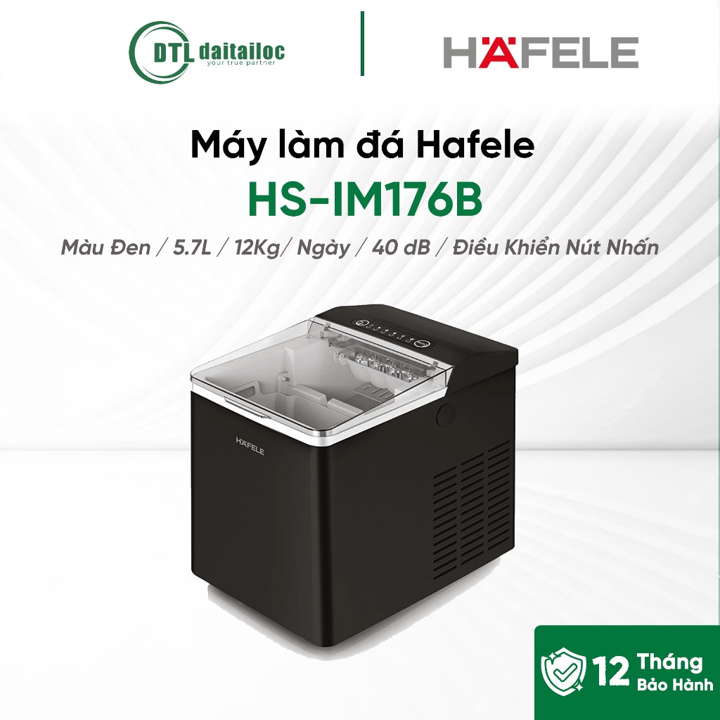 Máy làm đá Hafele HS-IM176B (535.44.164) Màu Đen Điều Khiển Nút Nhấn / Chính hãng / Bảo hành 12 thán