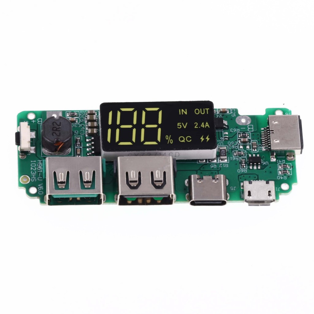 Mạch Sạc Dự Phòng 18650 Có Màn Hình LCD - 3 Cổng Vào Type-C Micro USB Lightning - 2 Cổng USB Ra 2.4A