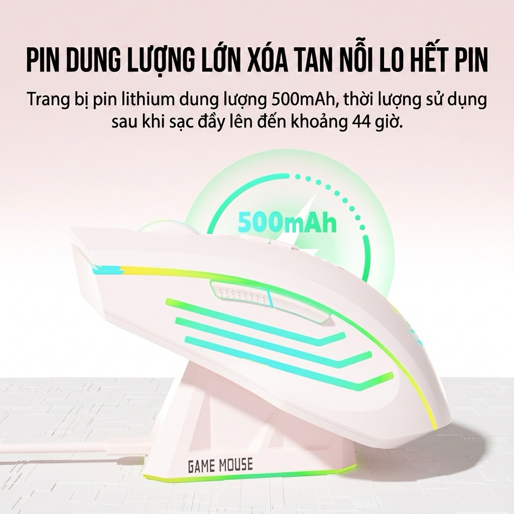 Chuột không dây gaming bluetooth TEKKIN HOLY SWORD M800 PRO PAW3312 Tri-Mode có đế sạc pin trâu 500m