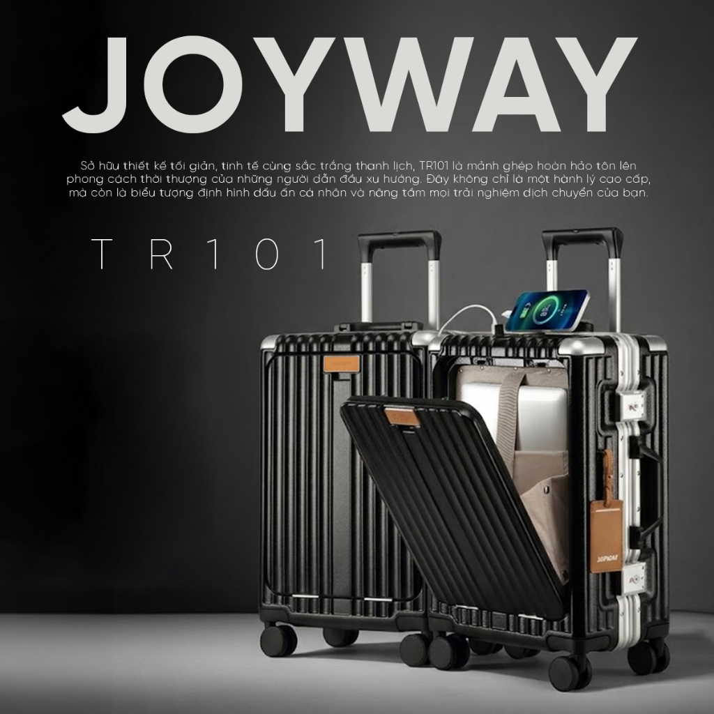 Vali JoyWay Xách Tay SIze 20 Thương Gia, Khóa số TSA, Dây kéo YKK, Bảo Hành Trọn Đời