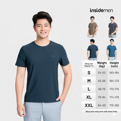 Áo Thun Tshirt Nam Ngắn Tay INSIDEMEN Chất Thun Mát Thấm Hút Tốt Thể Thao, Co Giãn ITS111AS0