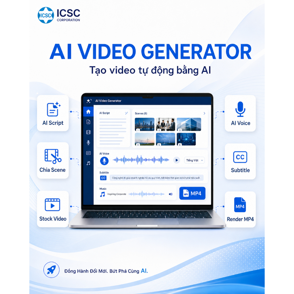Phần mềm AI tạo video tự động | AI Voice + Subtitle + Render MP4