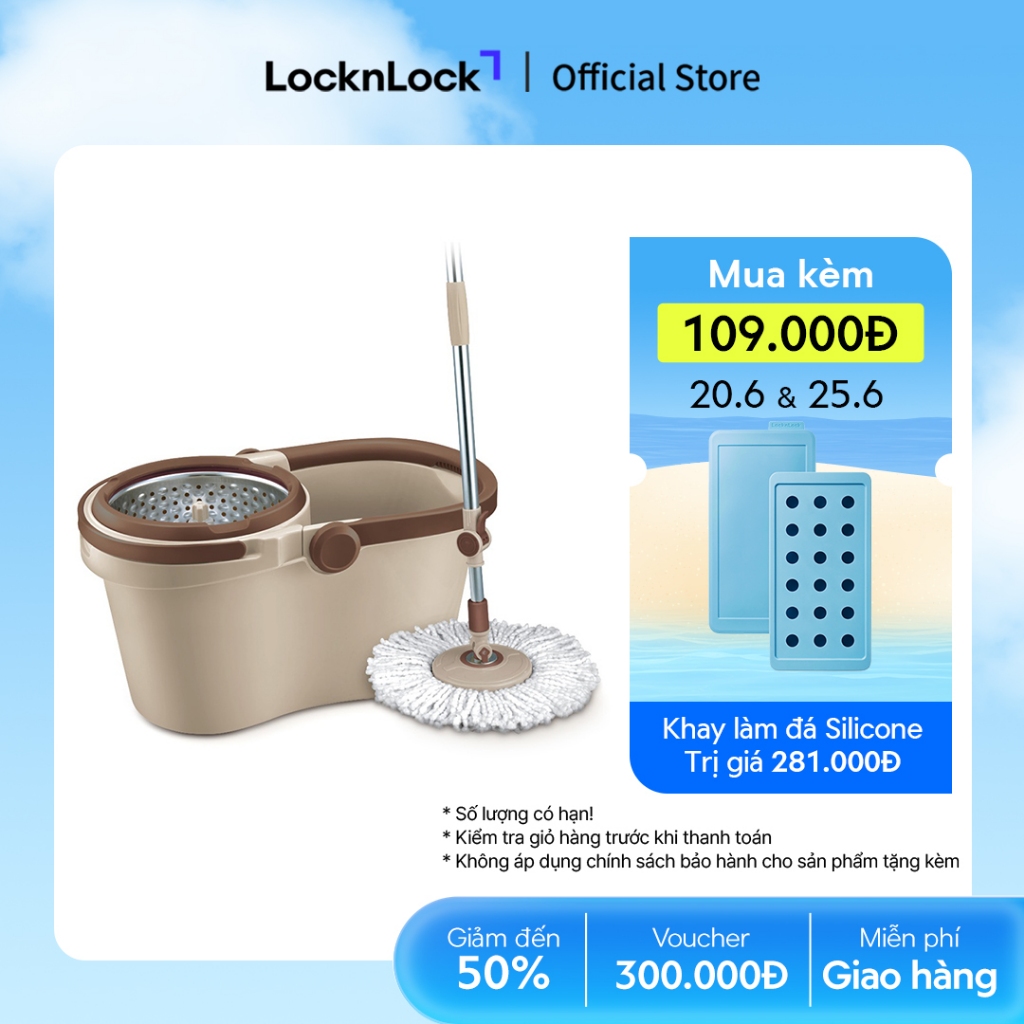 Bộ cây lau nhà xoay tay Compact Spin Mop Lock&Lock - ETM466