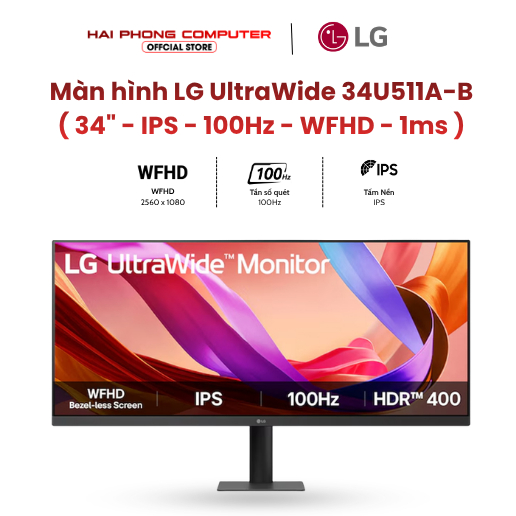 Màn hình LCD LG UltraWide 34U511A-B (34 inch - IPS - WFHD - 100Hz - 1ms) - Hàng chính hãng