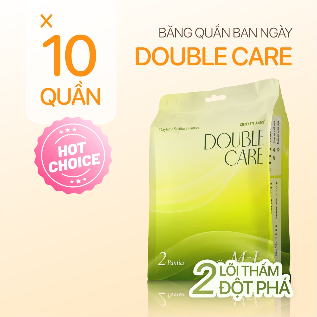 Combo 10 Băng quần ban ngày Cielo Stellato DOUBLE CARE, 2 lõi thấm đột phá, tiện lợi cho ngày năng đ