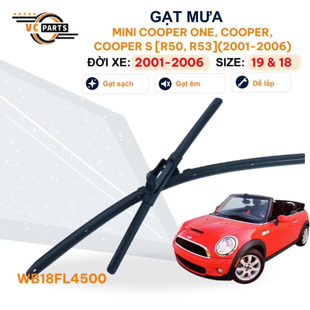 Gạt mưa xe Mini Cooper ONE, COOPER, COOPER S [R50, R53] 2001-2006-Schaeffler Thân Mềm Cao Cấp Size 1