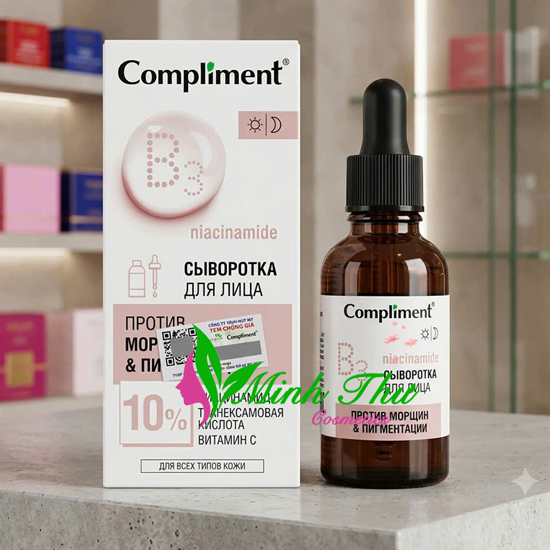 Serum Compliment B3 Niacinamide 10%, Vitamin C và Tranexamic Acid Dưỡng Trắng và Trẻ Hóa Da 27ml