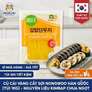 [Sỉ Nhà Hàng] Củ Cải Vàng Cắt Sợi NongWoo Hàn Quốc [Túi 1kg] - Nguyên Liệu Làm Kimbap Chua Ngọt